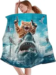 Cat Riding Blanket, Funny Cat Blanket, Ultra Soft Throw Blanket - Large Bed Blanket for Sofa, Couch Chair Home Decor, Travel Picnic