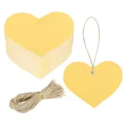 200Pcs Kraft Paper Gift Tags String 2.2 x 2.6 Inch Heart Shape Glittery Yellow