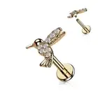Piercing Labret Ear Rose Hummingbird Pad Rhinestone