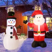 4 FT Lighted Christmas Inflatable Santa Claus and Snowman, Outdoor Holiday De...