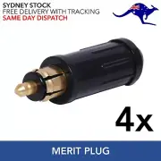 4 x Merit Hella Cigarette Lighter Plug Adaptor 12V 15A 16AWG Euro Car DIN4165