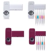 Toothpaste Dispenser + 5 Toothbrush Holder Automatic Wall Mount Stand Bathroom