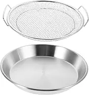 LIFKOME Versatile Stainless Steel Oil Drain Pan Frying Mesh Basket Food Strainer Reusable Metal Filter Pan Vegetable Drying Rack and Tray Kitchen Sieve Strainer