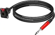ROBAUN D-Type Panel Mount 6.35MM Stereo Female to 6.5MM Stereo Zinc Alloy Jack Cable 1/4" Female to 1/4" Male Plug Adapter Cord(C1025BK-Red,8m)