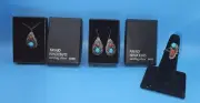 Native American Navajo SIGNED Silver Turquoise Ring Earring Necklace Set NEW