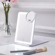 Rechargeable LED Light Cosmetic Makeup Mirror USB Touch Screen Home Desk Vanity （White）