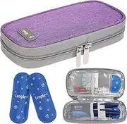 BOMKEE Insulin Cooler Travel Case for Diabetic, Insulin Cooling Case Travel Portable Insulin Pen Carrying Case Cooler Bag Organizer for Diabetic Supplies with 2 Ice Pack