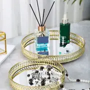 Mirror Tray American Style Iron Round Geometric Shape Side Makeup Tray