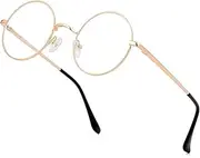 [EYLRIM] Round Blue Light Blocking Glasses for Women Men Circle Clear Lens Metal Frame Eyeglasses Non Prescription