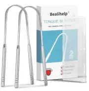 2 Pack Tongue Scraper 100% Surgical 304 Stainless Steel Tongue Cleaner NIB