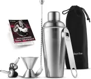 5 Piece Cocktail Shaker Set - Stainless Steel Bartender Kit Bar Set Silver