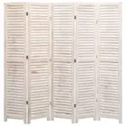 5-Panel Room Divider Wooden Separator Dressing Area Privacy Screen Partition