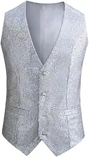[HEYDHSDC] Men Sequin Suit Vest Slim Fit Singer Stage Performance Dress Waistcoat Four Seasons G L