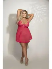 Seven Til Midnight Two Piece Embroidered Babydoll and Panty Set STM-11285X