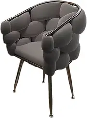 Modern Bubble Accent Chair with Plush Velvet - Dark Gray & Black for Small Spaces, Vanity Desk & Reading Nook, Space-Saving Design (Dark Gray Black)
