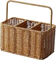 ＫＬＫＣＭＳ Rattan Flatware Tray Kitchen Utensil Drawer Organizer Wicker Serving Basket Flatware Cutlery Organiser Tray