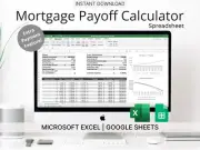 Mortgage Payoff Calculator Spreadsheet (Gray) for Microsoft Excel/Google Sheets