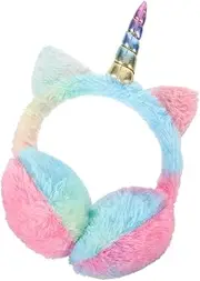 [Ipetboom] Cute Unicorn Plush Earmuff Headband Warm Stretchable Winter Ear Covers for Adults Soft Lightweight Design for Outdoor Use Eye Catching Fashion Statement