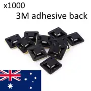 1000 x 3M Self Adhesive Cable Wire Zip Tie Mounts Base Clamps Clip Black 20*20MM
