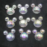 50 Transparent ClearAB Acrylic Flatback Mouse Face 25mm Rhinestone Cabochon