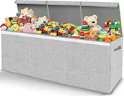 Extra Large Toy Box for Girls Boys - Collapsible Kids Toy Chest Boxes Organizers and Storage for Livingroom,Playroom,Closet 35.8"x12.6"x16"(Grey)