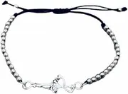Sportybella Ballet Bracelet, Dance Jewelry, Adjustable Silver Beads on Black Strings Ballerina Bracelet, Dance Gifts for Women, Teens and Girls