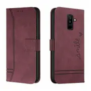 Closure Case with Flip Wallet Stand Function Cover for Samsung Galaxy A6 Plus - Red