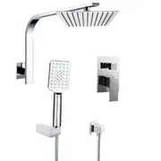 2 in 1 Concealed Shower Combo 8/10/12" Rain Head & Handheld Gooseneck Arm Holder Square