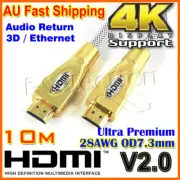10m Premium HDMI Cable V2.0 Gold Plated 3D 4K Ultra HD Audio High Speed ARC HEC