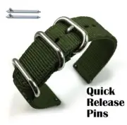 Green Nylon Watch Band Strap Belt Army Military Ballistic Silver Buckle #6033