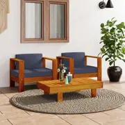 Solid Wood Acacia Garden Lounge Set with Cushions Multi Colours vidaXL