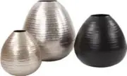 Vase HOWARD ELLIOTT Contemporary European Teardrop Medium Matte Black Chiseled