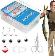 Beginner Fishing Kit | Set Of 24 Freshwater Tackle Kit | Compact Portable Gear Accessories With Case For Lake River Sea Kayak Boat Shore Surf Creek Beach