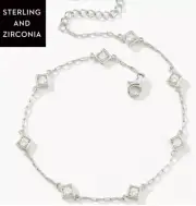 Touchstone Crystal Anklet Sterling Silver Zirconia 9-11” New