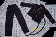 Shirt + Pants Jacquard Fabric Clothes Decorative Chain Black for 1/4MSD BJD Doll