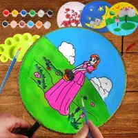在飛比找ETMall東森購物網優惠-空白團扇diy材料包 兒童白色手工圓扇子繪畫扇畫畫手繪扇面畫