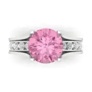 2.89ct Round Cut Pink Stone Ring Band bridal Set Sliding 14k White solid Gold