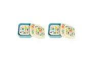2x 3pc Rex London Kids Plastic Snack Lunch Box Storage Square Set Wild Wonders