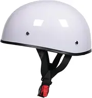 Retro Motorcycle Half Helmet Open Face Moped Skull Cap Helmet DOT Approved Scoop Helmet Men and Women Half-Covered Protective Helmet Scooters Cruisers Choppers ATV Half Helmets White,M