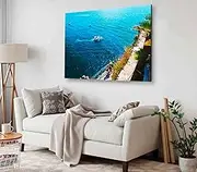 Boats and Yachts on Sea Scenery Print Canvas Ready to hang (1500x1000mm (40" x 30"))