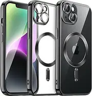 JETech Soft Clear Case for iPhone 14 Plus 6.7-Inch, Camera Lens Full Protection, Compatible with MagSafe Wireless Charging, Shockproof Electroplated TPU Phone Cover (Black)