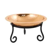 ACHLA Hammered Birdbath with Short Stand, Polished Copper Plated - BBHC-01-S1