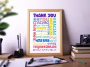 THANK YOU in Different Languages, High Quality Poster Print, Home Wall Art Décor