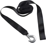 CNCYEAH Boat Winch Strap 5cmx6m Black Trailer Winch Replacement Strap with Hook, 5Tons Capacity, Winch Webbing for Large Boats, Jet Ski, Wave Runner, Towing, Heavy Duty Equipment or Flat Bed Tie Down