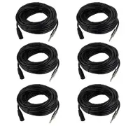 6Pcs 6.35mm 1/4" Stereo Mono Shielded Cables Cord to 50ft XLR 3-Pin Male Cables