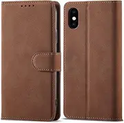 YocoverTech Case for iPhone X Wallet Case,for iPhone Xs Case[5.8"] Retro Matte PU Leather Wallet Flip Cover with RFID Blocking Card Slots Magnetic Closure Kickstand Cover-Brown