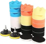25pcs Polishing Pad Kit Drill Buffing Pad Car Foam Drill Compound Buffing Sponge Pads for Car Sanding Polishing Waxing with Shaft