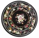 2' round black marble table top center coffee home decor inlay malachite k1