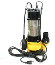 1HP Sewage Pump 4400GPH 110V Stainless Steel Submersible Water Pump Sump 30FT