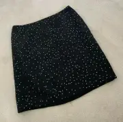 Ann Taylor Black Tweed Skirt with Sequins NEW US14P